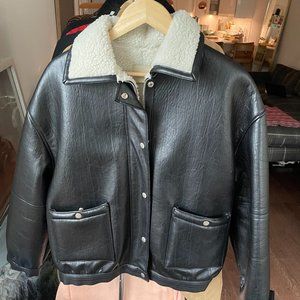 The Frankie shop leather bomber jacket